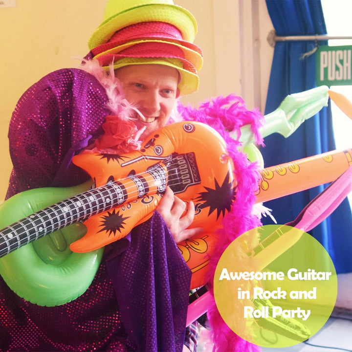Novelty Place 12 Stück Luftgitarren Bunt Aufblasbar Gitarre Spielzeug Perfekt für Kindergeburtstage