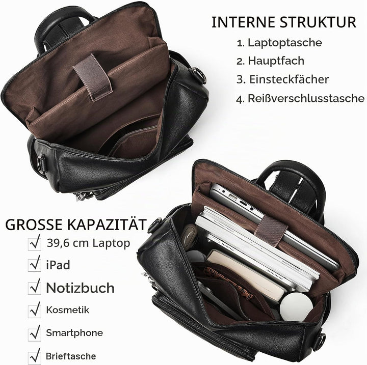 Shrrie rucksack damen elegant geeignet für 15,6Zoll-Notebooks Langlebig wasserdicht Damen aus Leder