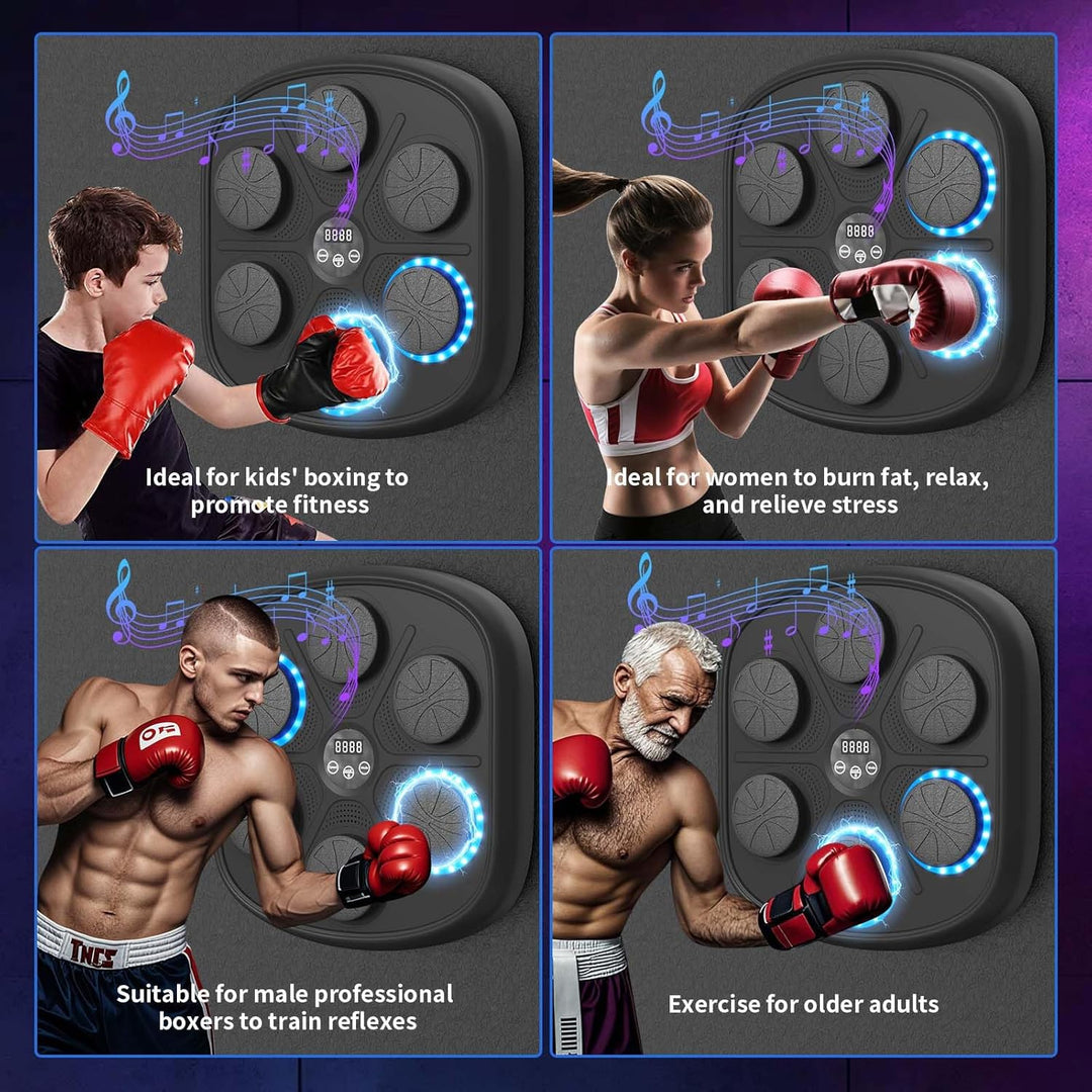 RevFit Music Boxing Machine mit LED-Lichtern, Bluetooth, 9 Geschwindigkeitsmodi & Zählmodus, Elektro