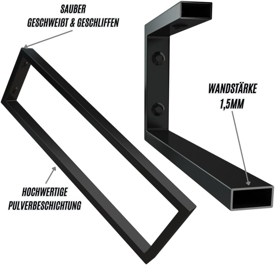 2 Stück Design Regalhalterung Schwarz für Waschtischplatte, Waschtischkonsole, Regalhalter, Konsole,