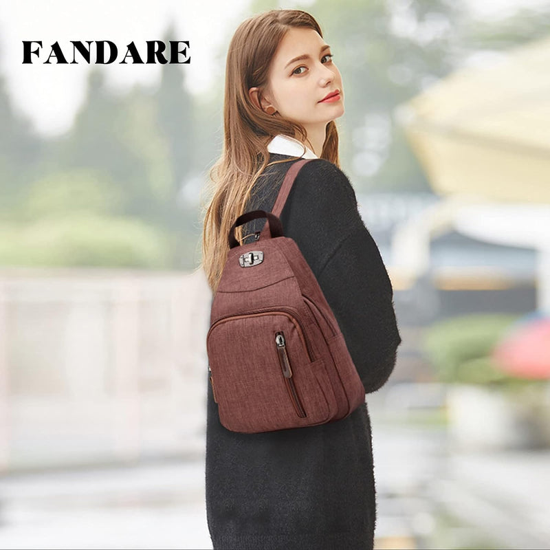 FANDARE Retro Brusttasche Sling Bag Klein Rucksack Schulranzen Umhängetasche Schulrucksack Sporttasc