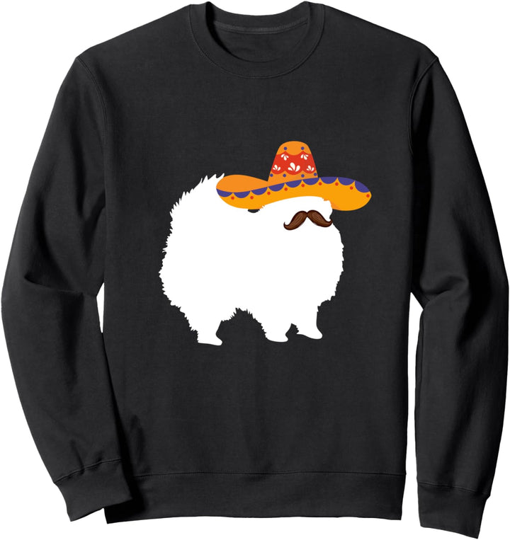 Cinco de Mayo Pomeranian mit Sombrero und Schnauzbart Sweatshirt