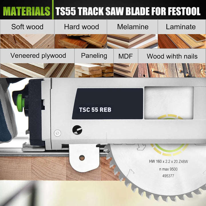 Verbessertes 495377 491952 Schienensägeblatt für TS 55 TSC 55 ATF 55 E HK 55 HKC 55 festool Schienen