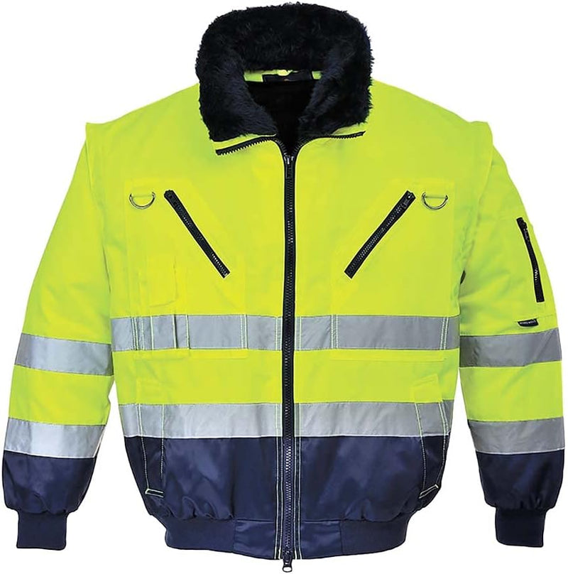 Portwest Hi-Vis Warnschutz 3-in-1 Pilotjacke, Grösse: XL, Farbe: Gelb/Marine, PJ50YNRXL XL gelb / ma