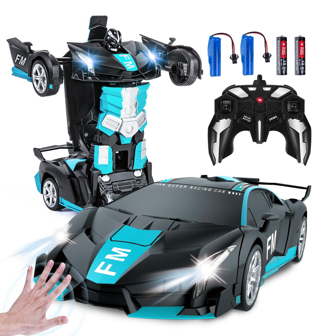 Transformator Spielzeug mit Gestensensor für Kinder 3-12, Ferngesteuertes Auto mit Licht und Sound,