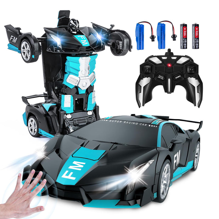 Transformator Spielzeug mit Gestensensor für Kinder 3-12, Ferngesteuertes Auto mit Licht und Sound,