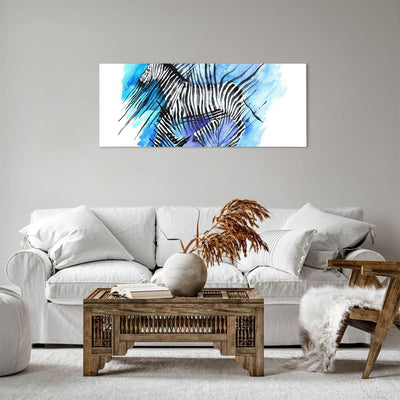 Panorama Bilder auf Leinwand 100x40cm Leinwandbild Zebra Streifen Tierwelt Pelz Gross Wanddeko Bild