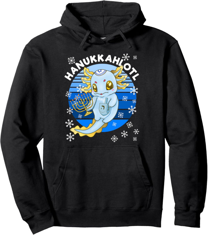 Axolotl Chanukkah mit Dreidel Menora Herren Damen Kinder Pullover Hoodie