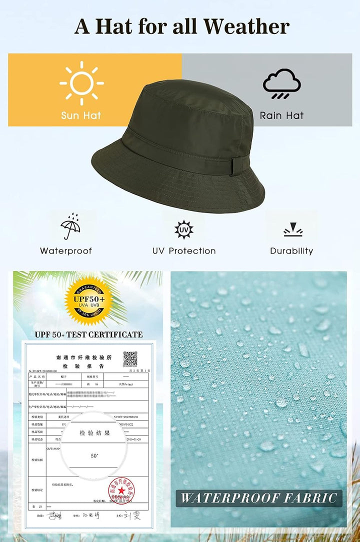 Comhats Regenhut Unisex für Damen Herren Wasserdichter Bucket hat Faltbar Eimerhut Strand Surfen Ang