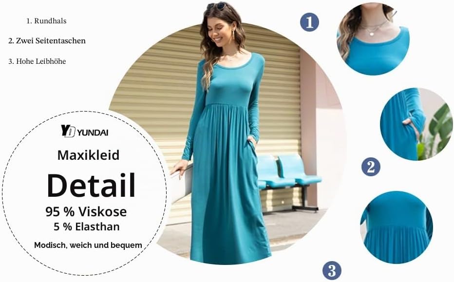 DEARCASE Damen Maxi Kleid Sommer Mutterschaft Casual Langarm/Kurzarm Floral Lose Lange Kleider Plus