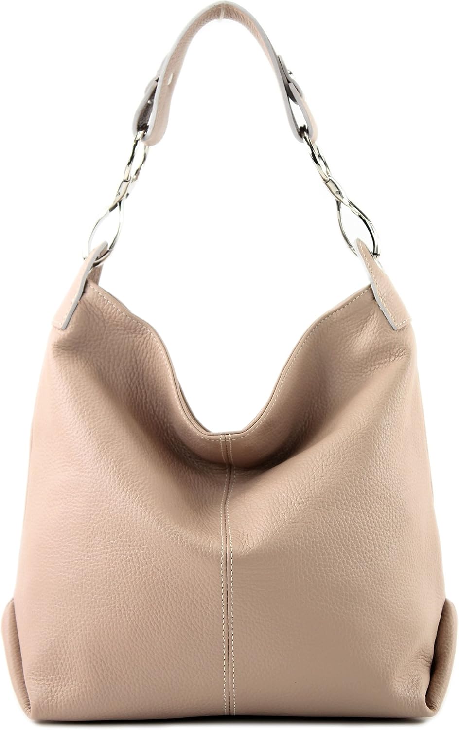 modamoda de T168 Damen Leder Schultertasche, handmade in Italy Rosabeige, Rosabeige