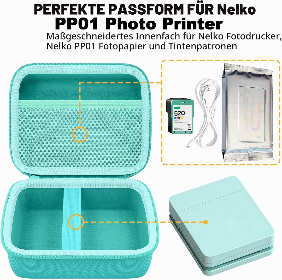 Khanka Hülle für Nelko Fotodrucker PP01 Farbe Tragbarer Mini Fotodrucker, Tragetasche mit Netzfach f