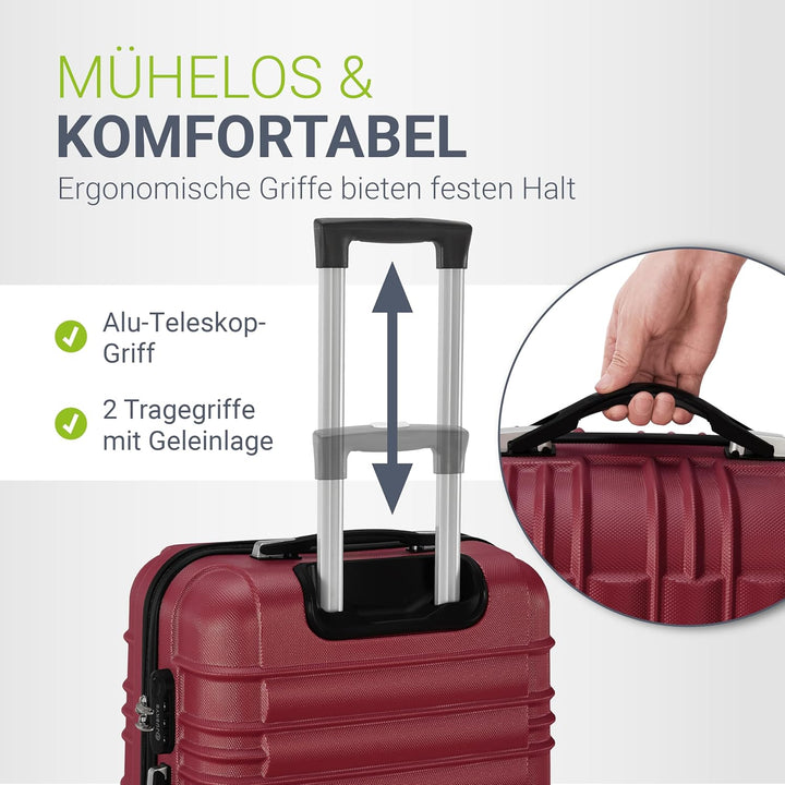 Juskys Hartschale Kofferset Reisekoffer 3 teilig - Zahlenschloss, geräuscharme 360° Rollen gross, Te