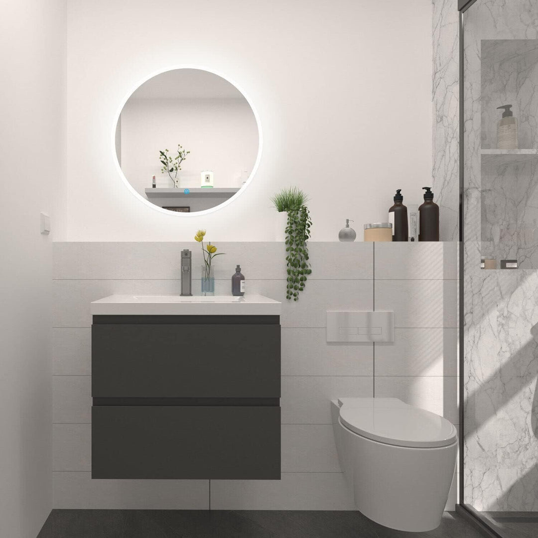 Badspiegel mit Beleuchtung Rund LED Spiegel Bad mit Touch-Schalter Badezimmerspiegel Beleuchtet Kalt