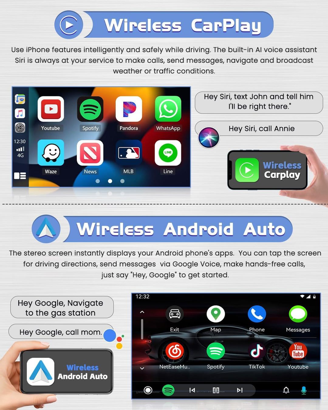 [2G+64G] Hikity Autoradio Navi Für Ford Transit Fiesta Focus Mondeo Kuga Galaxy S-Max Android 13 Wir