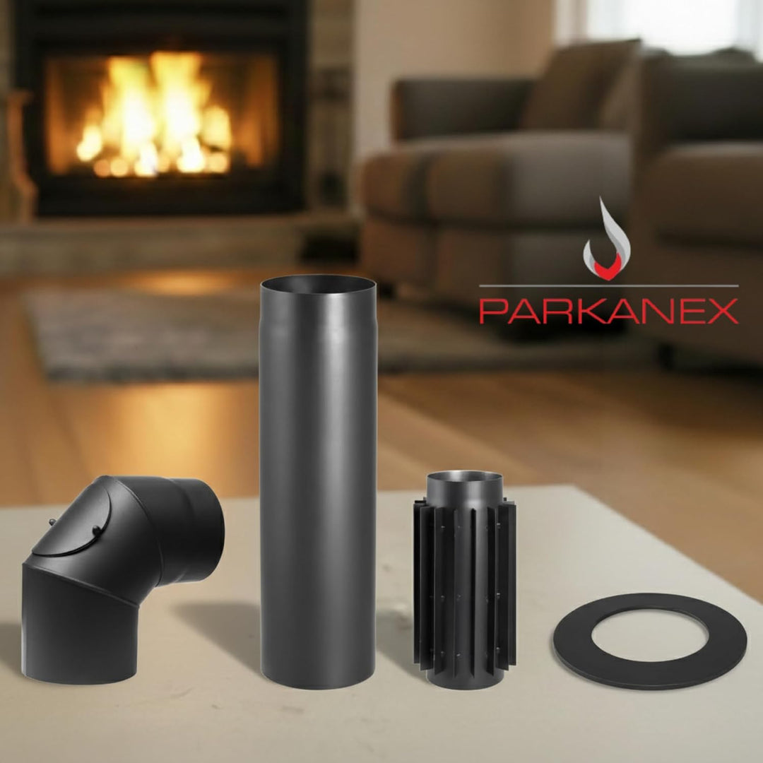 Abdeckrosette für Rauchrohr 130 mm Schwarze Dekorative Blende für Kamin Ofen und Abgassystem Metallr