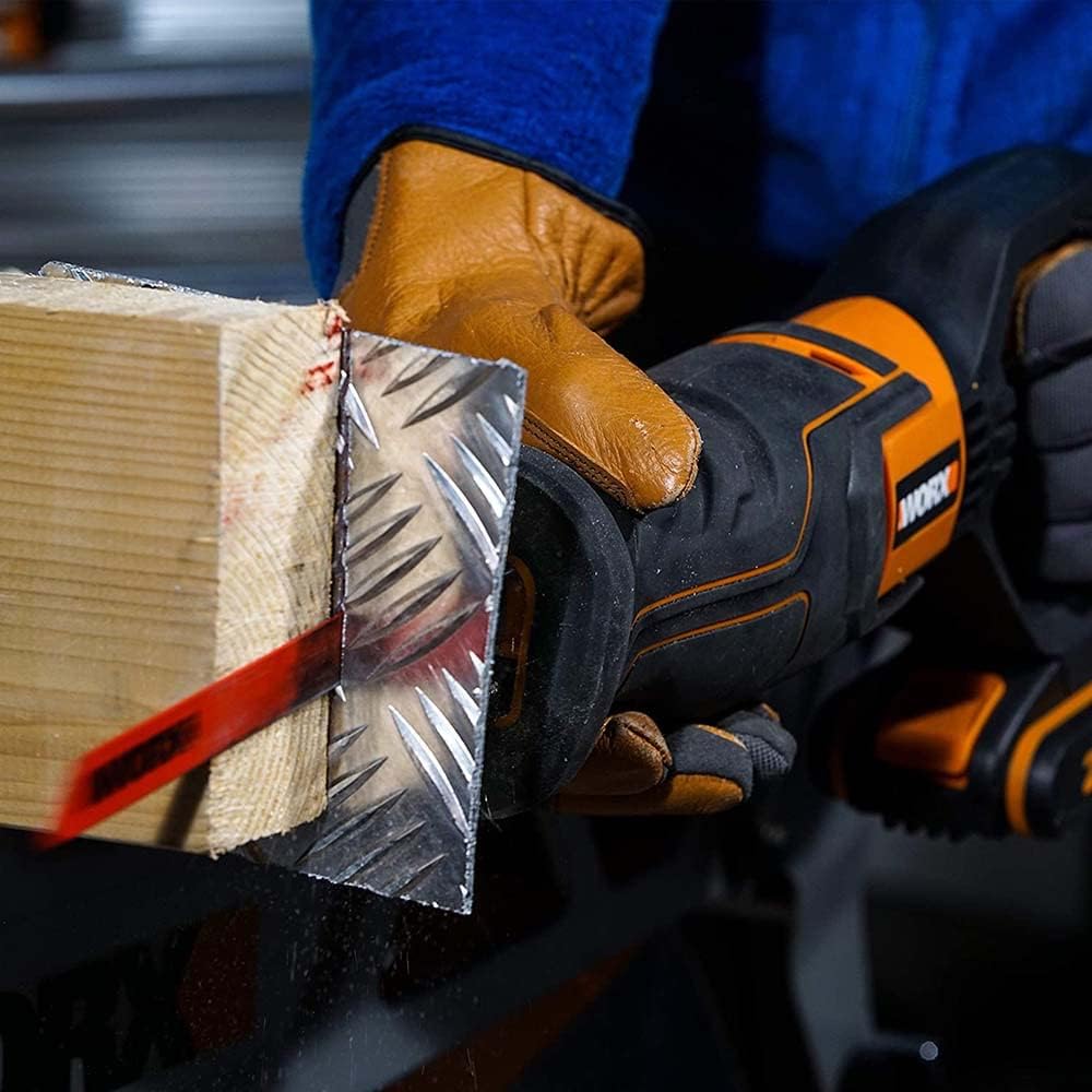 WORX WX500 Akku-Säbelsäge 20V – Akkusäge zum Schneiden von Holz, PVC, Stahl u. v. m. – Verstellbare