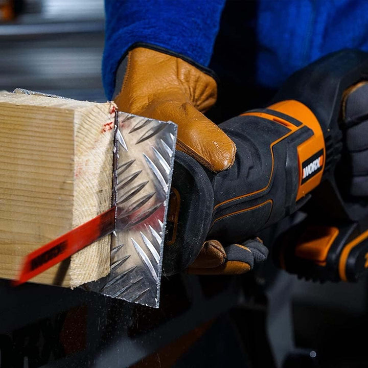 WORX WX500 Akku-Säbelsäge 20V – Akkusäge zum Schneiden von Holz, PVC, Stahl u. v. m. – Verstellbare