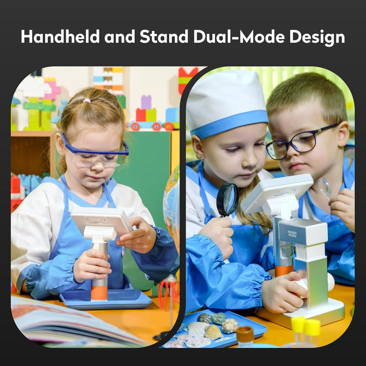 MX2-AS 4,3" Digitales Mikroskop für Kinder, MatataStudio 2-in-1 Tragbares Handmikroskop mit Bildschi