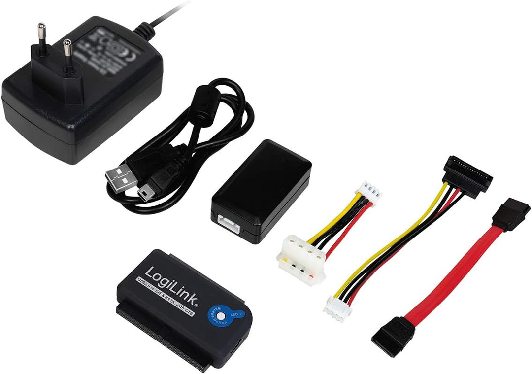 LogiLink AU0006D IDE/SATA Adapter (USB 2.0 auf 6,4 cm (2,5 Zoll)/8,9 cm (3,5 Zoll), 1,2m) Single, Si