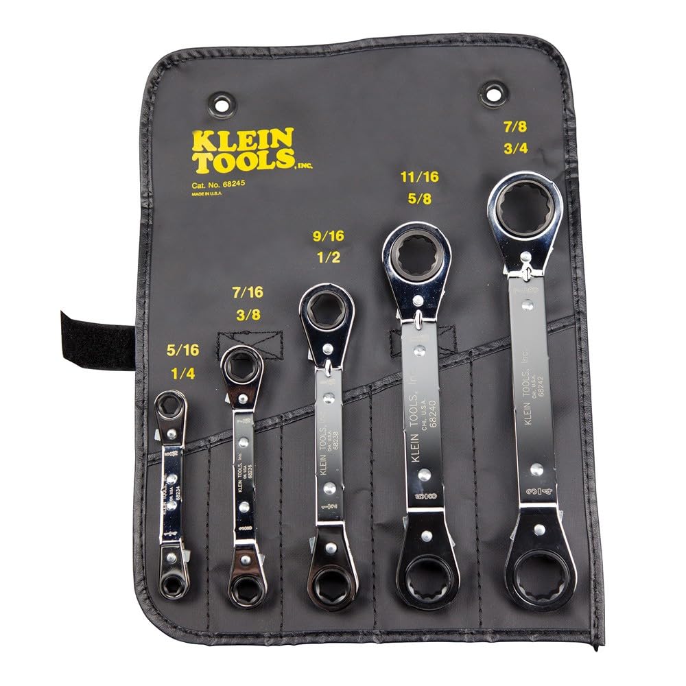 Klein Tools Umschaltknarre Ratschenschlüssel Set, 5-teilig, schwarz 68245 5-Piece, 5-Piece