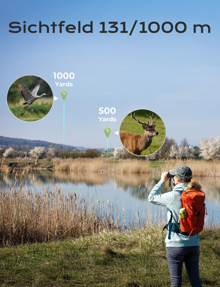 LIORQUE 10×25 Fernglas für Kinder & Erwachsene | Binoculars Kompakt, Faltbar & Leicht | Geeignet für