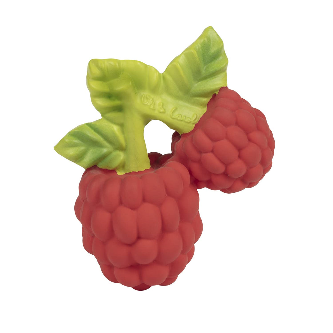 Oli & Carol Baby-Beissring aus Naturkautschuk - Babygeschenk 0 3 6 Monate 1 Jahr - Valery the Raspbe