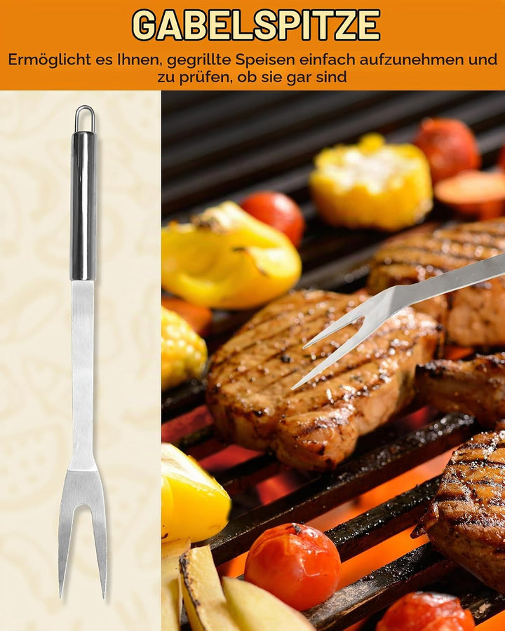 5PCS Edelstahl Grillset für Geschenk - BBQ Grillbesteck Set Edelstahl Grillzubehör-Set Grillset Für