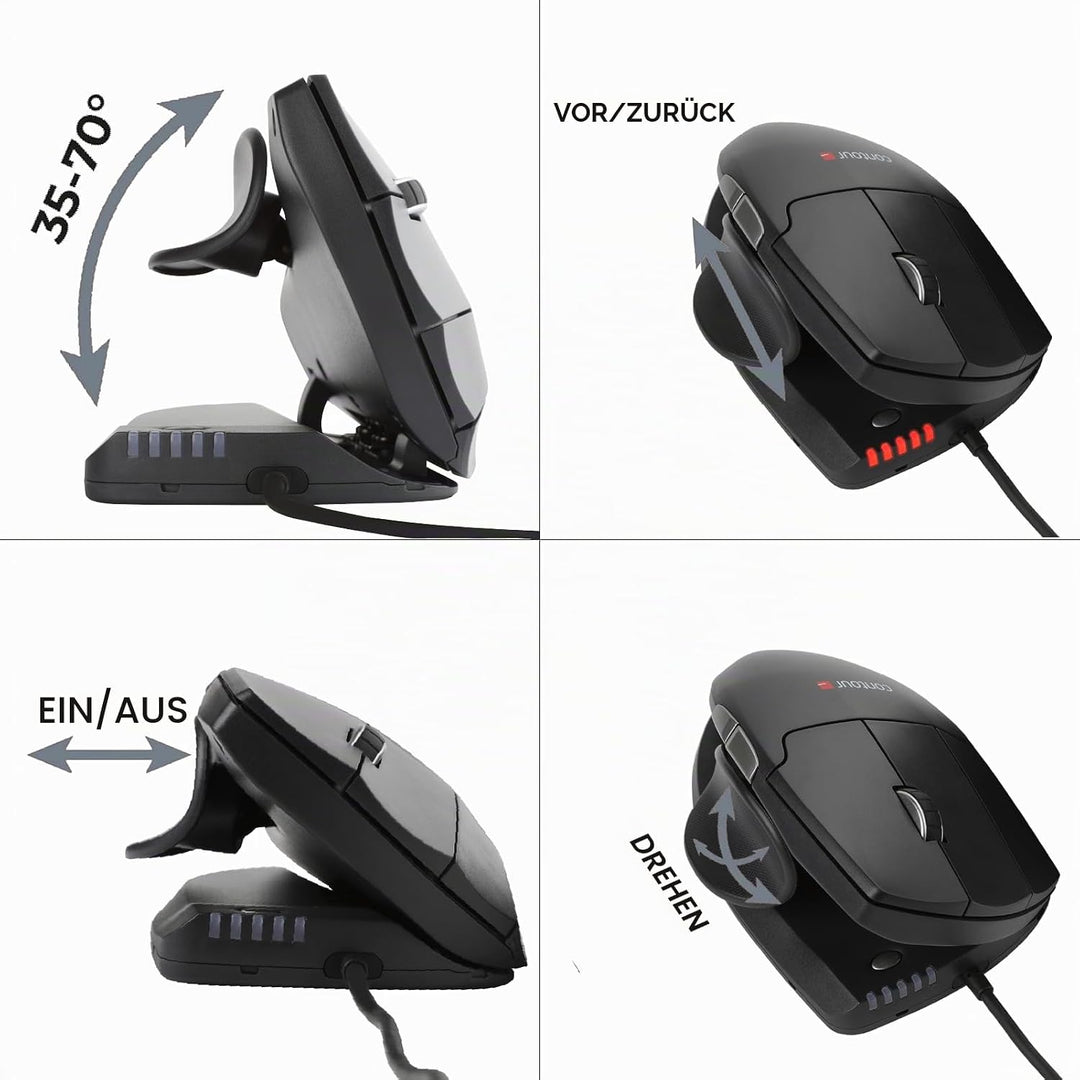 Contour Unimouse | Preisgekrönte ergonomische Computermaus mit Daumenauflage | Kabelmaus | Vertikale