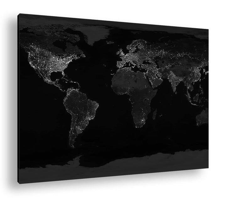 die Welt bei Nacht Format: 80x60 Effekt: Schwarz&Weiss als Leinwandbild, Motiv fertig gerahmt auf Ec