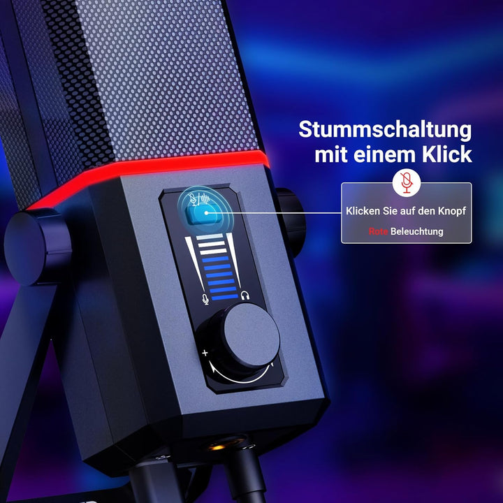 NEEWER RGB USB Mikrofon für Gaming Streaming Podcasts, Nierencharakteristik Kondensator Microphone m