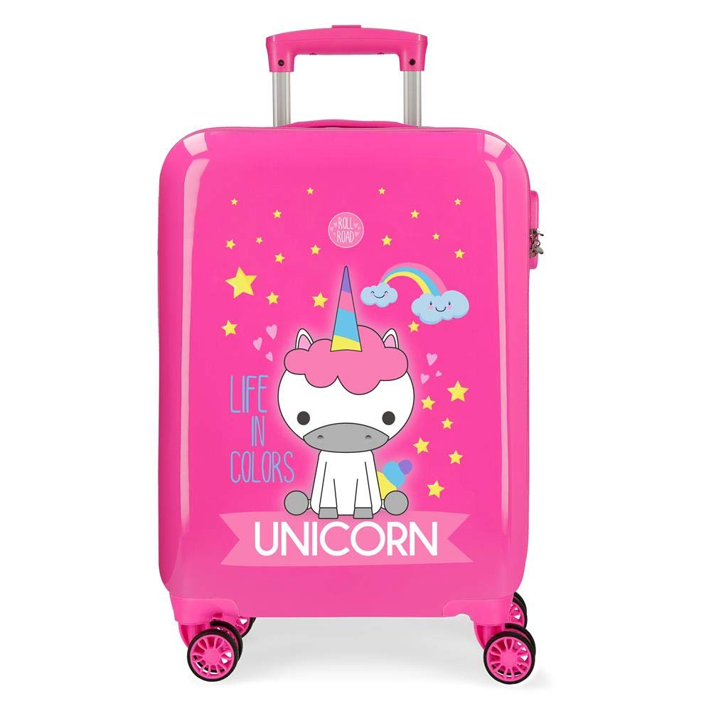 Roll Road Little Me Kabinenkoffer Rosa 38x55x20 cms Hartschalen ABS Kombinationsschloss 34L 2,5Kgs 4