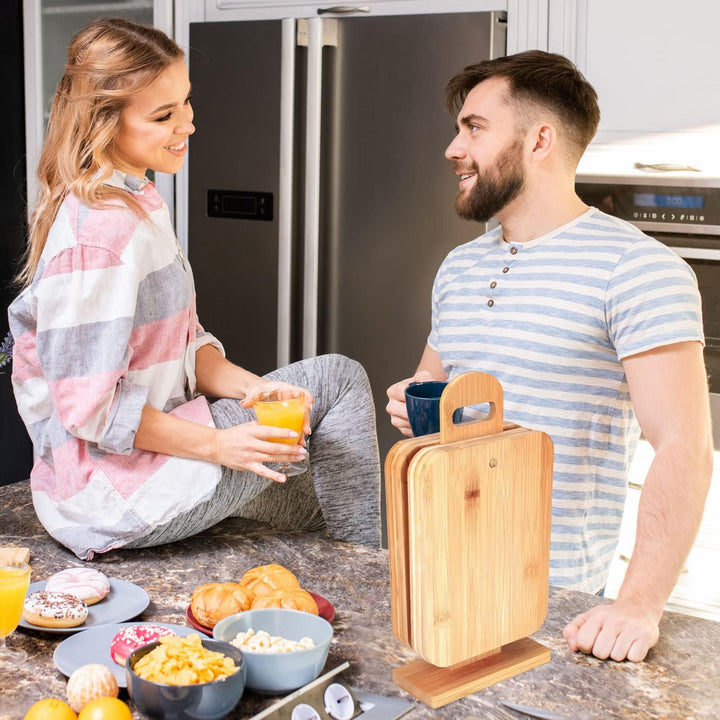 GOODS+GADGETS Bambus 6er Set Frühstücksbrettchen Schneidebretter Servierbretter Küchenbrett Brotbret