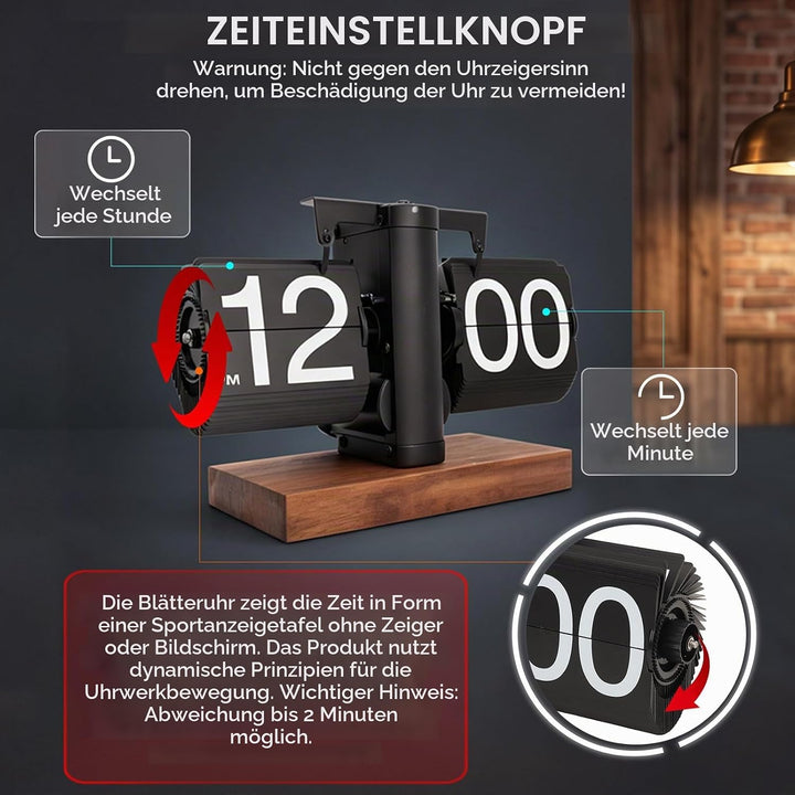 Cyrank Flip Clock Schreibtisch, Retro Digital Flip Down Clock Flip Digitaluhr Mechanische Uhr Flip C