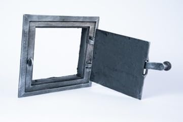 Gusseiserne Ofentür mit Riegel - 25,2 x 21,5 cm – Brotofentür - Pizzaofentür - Steinofentür - Kamino