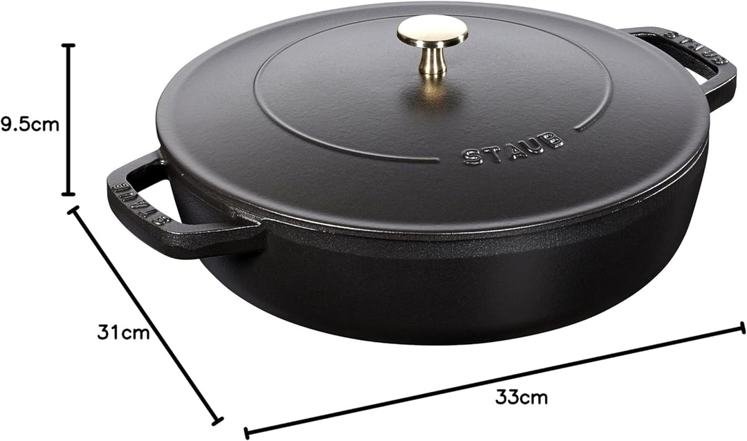 STAUB Gusseisen Bräter, Chistera Tropfenstruktur im Deckel, Rund 28 cm, 3,7 L, Für alle Herdarten ge