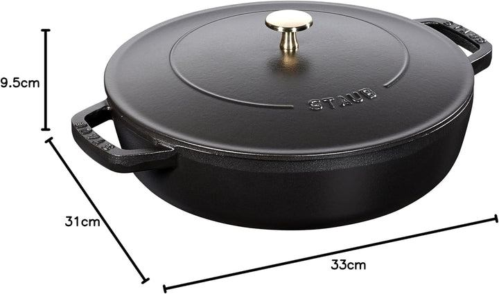 STAUB Gusseisen Bräter, Chistera Tropfenstruktur im Deckel, Rund 28 cm, 3,7 L, Für alle Herdarten ge