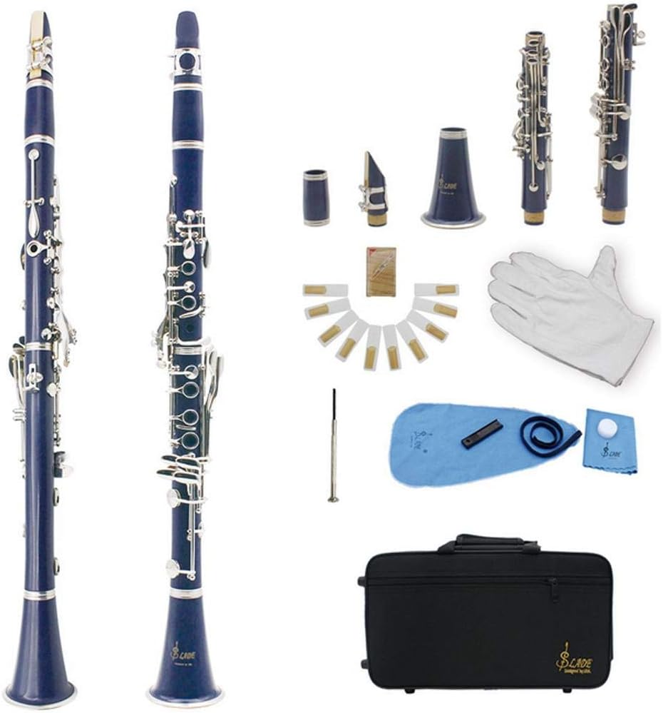 Bnineteenteam Bakelit-Rohrklarinette bB 17 Tasten Klarinette mit vernickeltem Tastensatz Mazarine; #