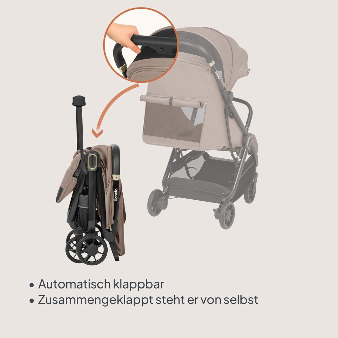 Lionelo Buggy Bess bis 22 kg von 6 Monaten bis 4 Jahren 360°-PU-Schwenkräder, Einhand-Klappfunktion,