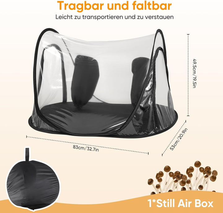 Pilze Züchten Growzelt, Tragbares Mushroom Grow Kit,Pilzzucht Zelt mit Reissverschluss &amp; Armloch,Gro