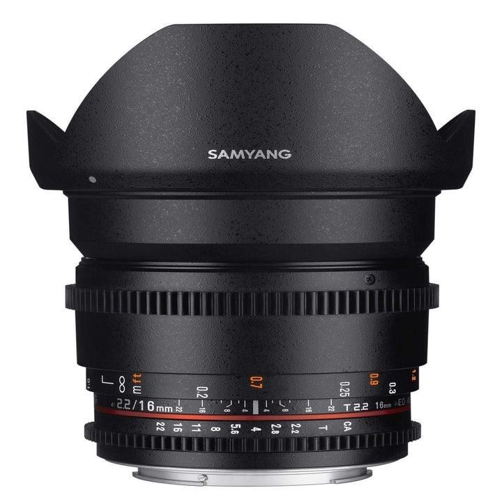 SAMYANG 13016T2.2N T2.2 VDLSR ED UMC CS II Objektiv für Anschluss Nikon (16mm), für Anschluss Nikon