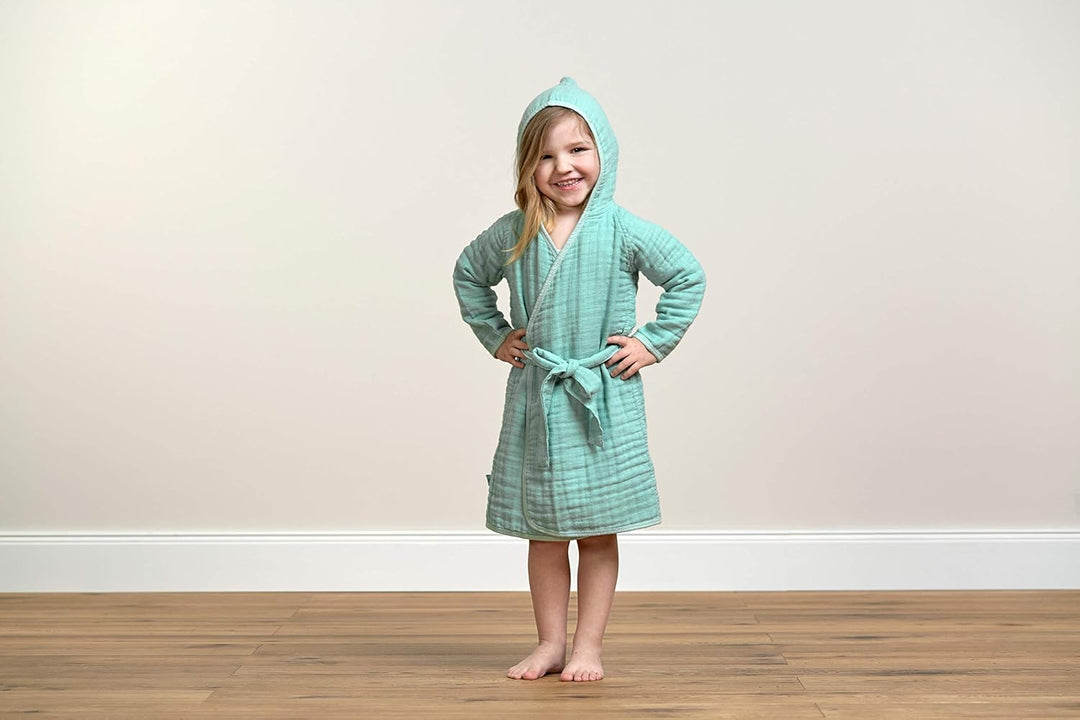 LÄSSIG Kinder Bademantel Baumwolle/Muslin Bathrobe 24-36 Monate (1er Pack) mint, 24-36 Monate (1er P