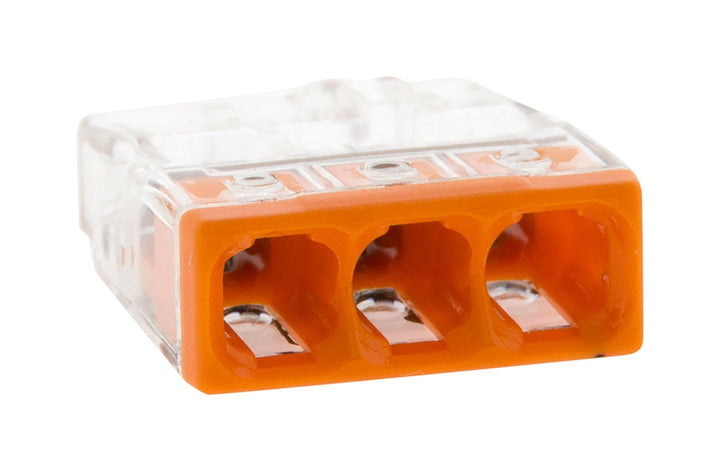 WAGO 2273-203 COMPACT Steckklemmen, 3-Leiter Dosenklemme, 100 Stück | Für eindrähtige Leiter von 0,5