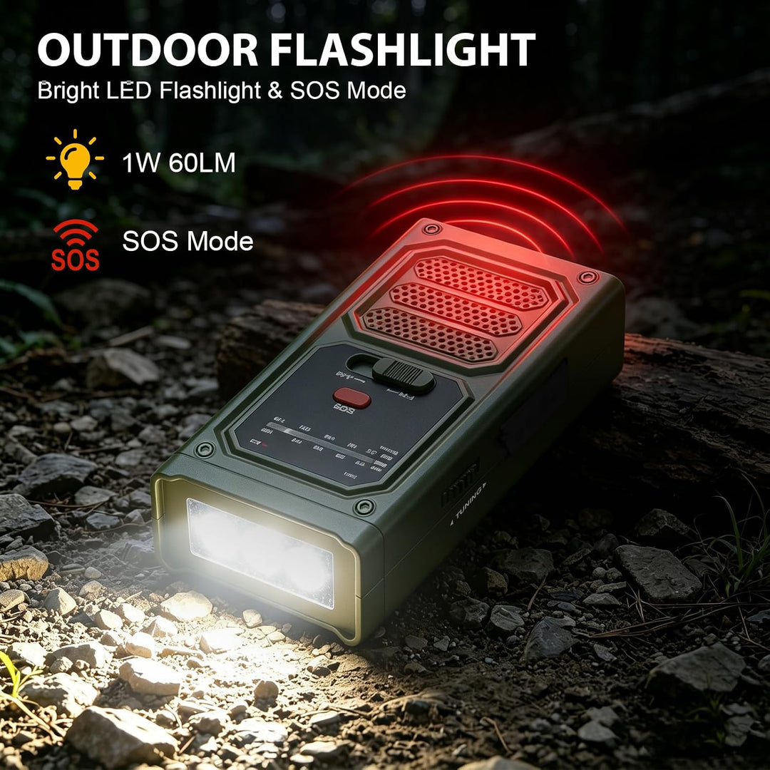 Notfall-Solarradio, 2000mAh Akku Kurbelradio, 3-Wege-Laden Emergency Radios mit LED-Taschenlampe, SO