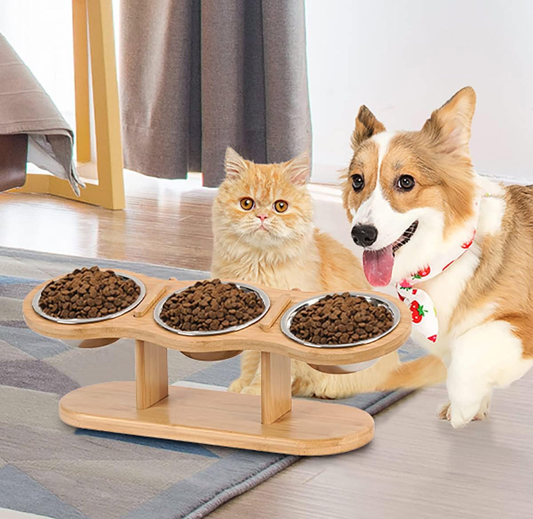 GHIAKQYT Futterstation Katzen 3 Näpfe Erhöht