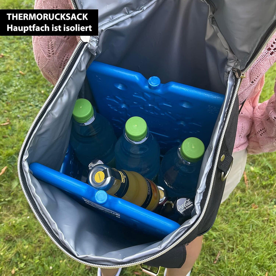 Cepewa Thermorucksack | schwarz Polyester 600D 28x41x14cm | Fassungsvermögen 20L | Isolierter Rucksa
