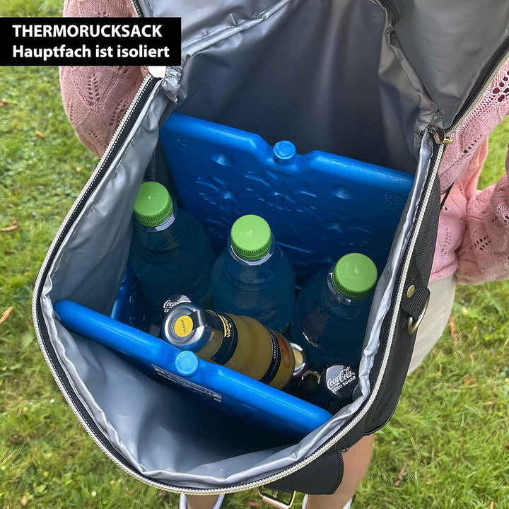 Cepewa Thermorucksack | schwarz Polyester 600D 28x41x14cm | Fassungsvermögen 20L | Isolierter Rucksa