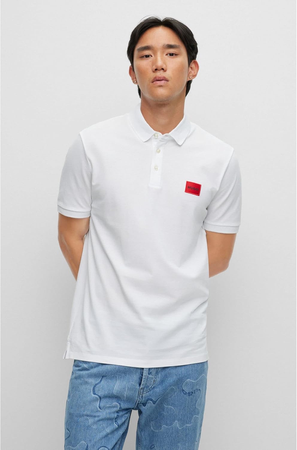 HUGO Herren Dereso222 Slim-Fit Poloshirt aus Baumwoll-Piqué mit Logo-Label M White100, M White100