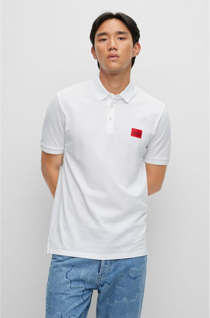 HUGO Herren Dereso222 Slim-Fit Poloshirt aus Baumwoll-Piqué mit Logo-Label M White100, M White100