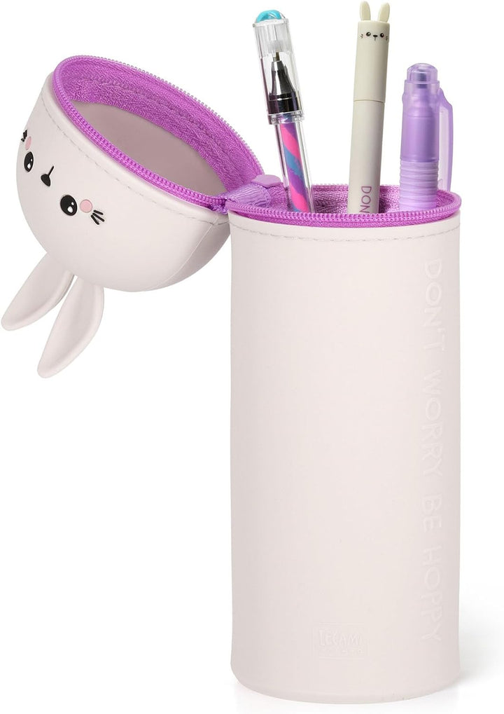 Legami - 2-in-1 Weiche Silikontasche - Kawaii,Tischstifthalter, Reissverschluss, Silikon, Stiftetasc